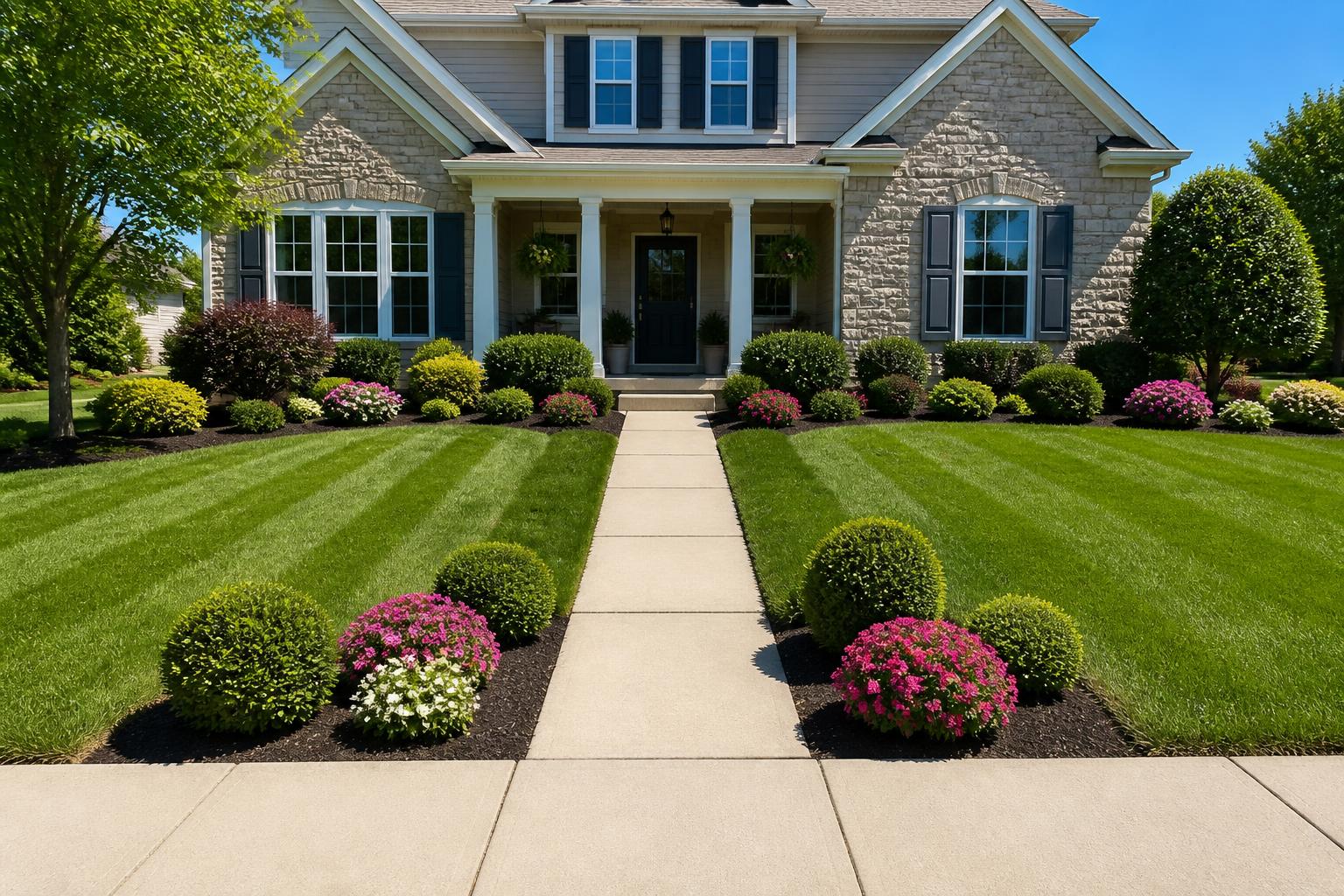Front Yard Reset — after Green Grass Landscaping completed the work